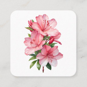 Azalea flower watercolor painting square business card