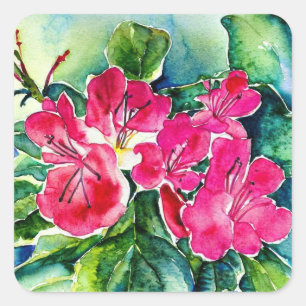 Azalea watercolour square sticker