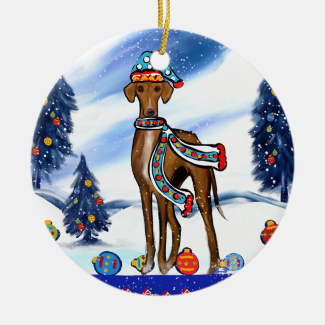 AZAWAKH CERAMIC TREE DECORATION (Front)