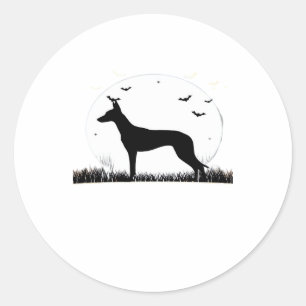 Azawakh Dog � Halloween Moon Silhouette Classic T- Classic Round Sticker