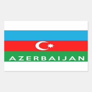 azerbaijan country flag symbol name text rectangular sticker