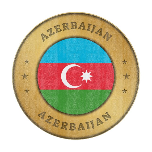 Azerbaijan Flag Button Cutting Board (Front)