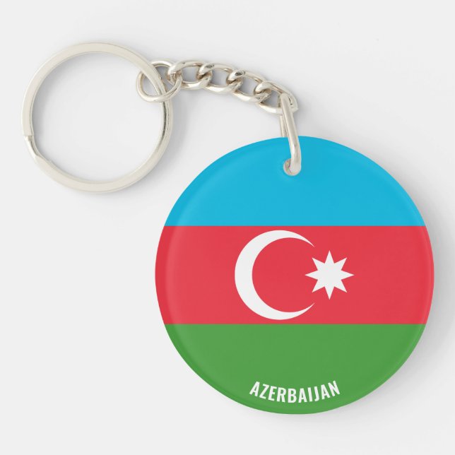 Azerbaijan Flag Charming Patriotic Key Ring (Front)