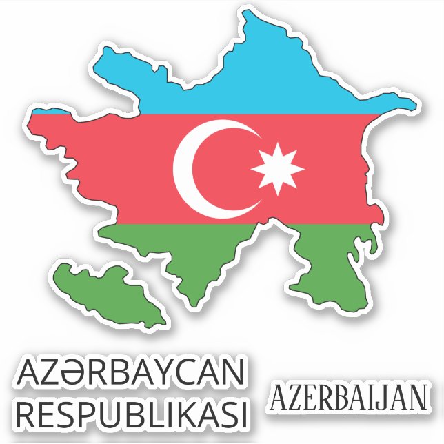 Azerbaijan Flag Charming Patriotic Map (Front)