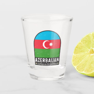 Azerbaijan Flag Emblem Distressed Vintage Shot Glass