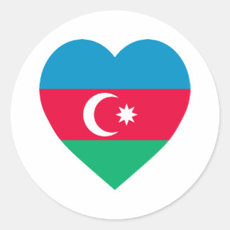 Azerbaijan Flag Heart Classic Round Sticker