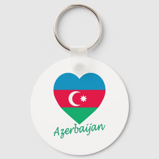 Azerbaijan Flag Heart Key Ring (Front)