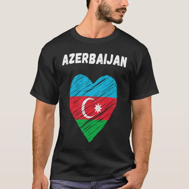 Azerbaijan Flag Holiday Azerbaijan Heart Azerbaija T-Shirt (Front)