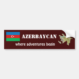 Azerbaijan Flag + Map Bumper Sticker