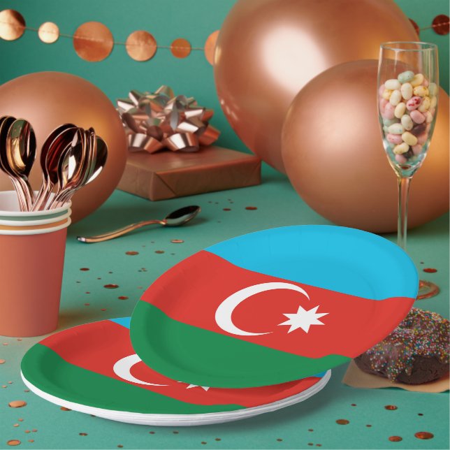 Azerbaijan flag paper plate (Multi)