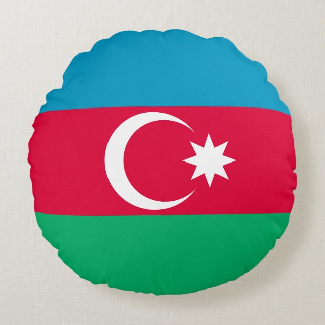 Azerbaijan Flag Round Cushion (Front)