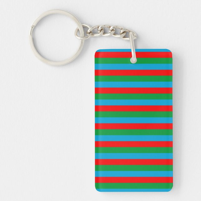 Azerbaijan flag stripes country symbol pattern red key ring (Front)