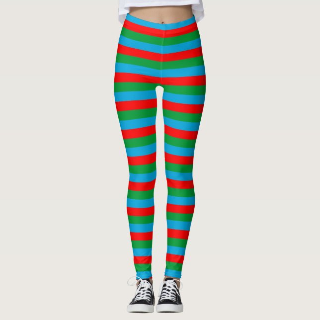 Azerbaijan flag stripes country symbol pattern red leggings (Front)