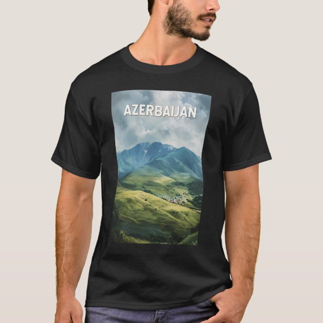 Azerbaijan Illustration Travel Art Vintage T-Shirt (Front)