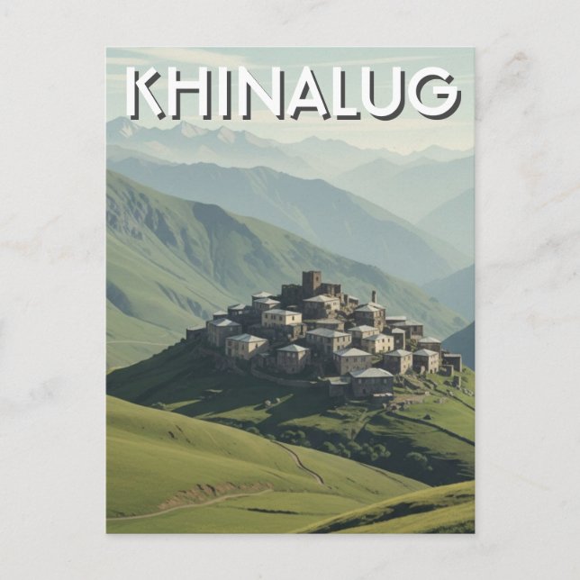 Azerbaijan Khinalug Mountain Village Postcard (Front)