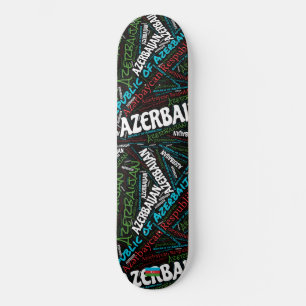 Azerbaijan National Pride Wordcloud Skateboard