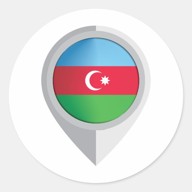 Azerbaijan Pin Location Flag  Classic Round Sticker (Front)