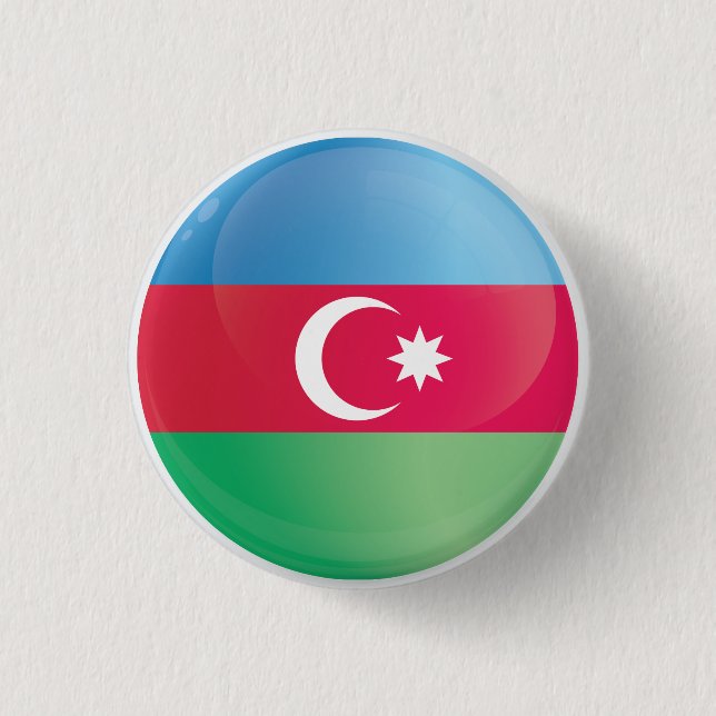 Azerbaijan  Round Icon Flag 3 Cm Round Badge (Front)
