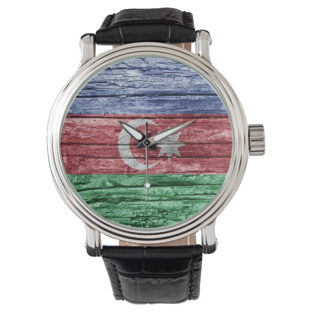 Azerbaijan wooden flag watch (Front)