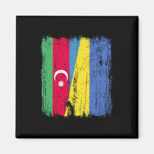 Azerbyijan Ukraine Half Flag Azeri Ukrainian Herit Magnet