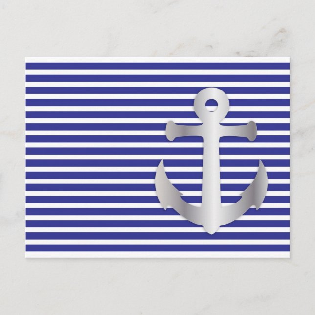 Aziza Stripes & Marine Blue Seaman Postcard (Front)