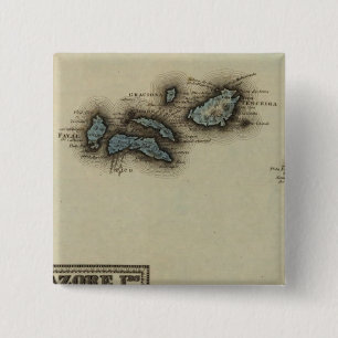 Azore Islands Atlas Map 15 Cm Square Badge