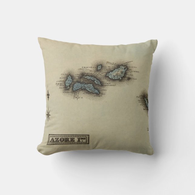 Azore Islands Atlas Map Cushion (Front)