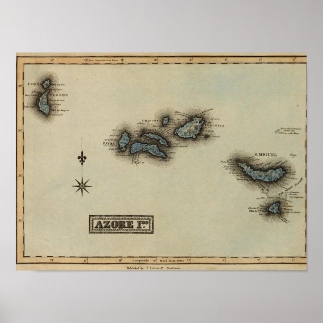 Azore Islands Atlas Map Poster (Front)