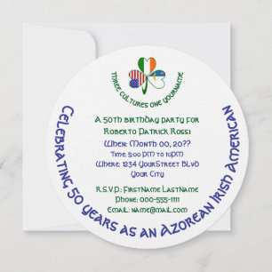 Azorean Irish American Shamrock Birthday Invitation