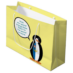 Azorean Talking Ms Penguin Personalised Large Gift Bag