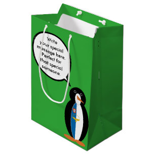 Azorean Talking Ms Penguin Personalised Medium Gift Bag