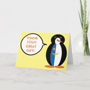 Azorean Talking Ms Penguin Personalised Thank You Card