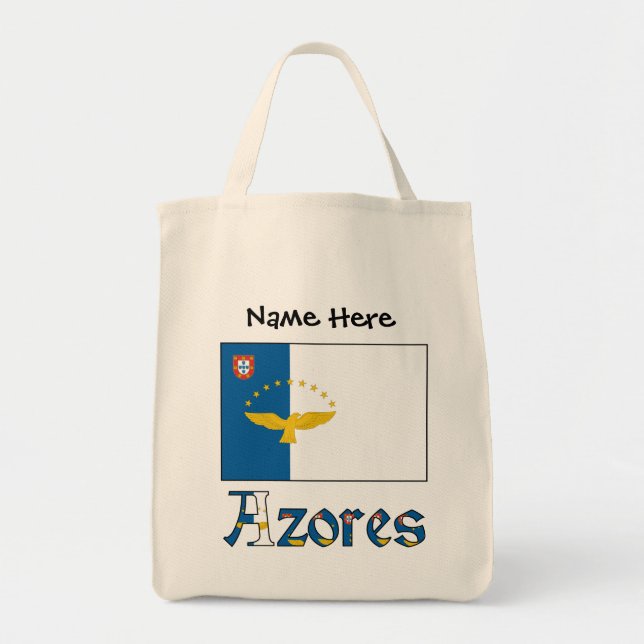 Azores and Azorean Flag with Your Name Tote Bag (Front)