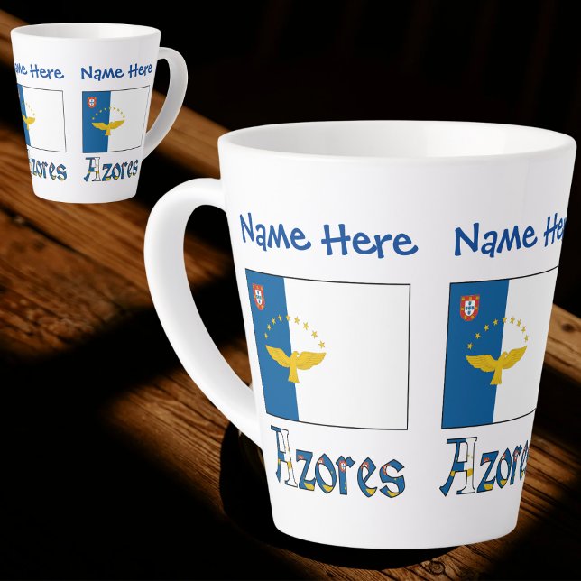 Azores Azorean Flag Blue Personalisation Small Latte Mug (Creator Uploaded)