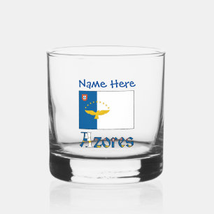 Azores Azorean Flag Blue Personalisation  Whiskey Glass