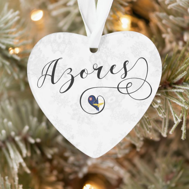 Azores Flag Heart, Portugal, Azorean Ornament (Tree)