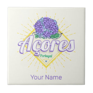 Azores Hydrangea Flower Island Portugal Vintage Tile