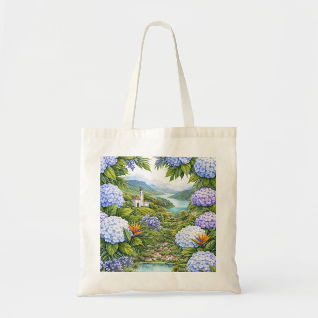 Azores Hydrangea Island Landscape Tote Bag (Front)