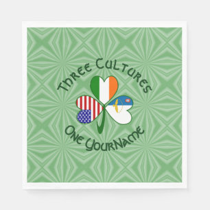 Azores Ireland USA Flags Shamrock Personalised Napkin