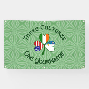 Azores Ireland USA Shamrock Flag Personalised Banner
