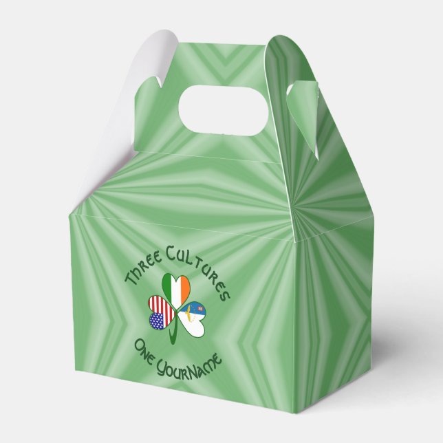 Azores Ireland USA Shamrock Flag Personalised  Favour Box (Front Side)