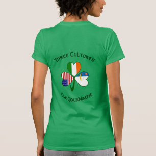Azores Ireland USA Shamrock Flag Personalised  T-Shirt