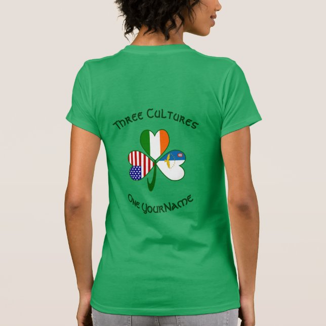 Azores Ireland USA Shamrock Flag Personalised  T-Shirt (Back)