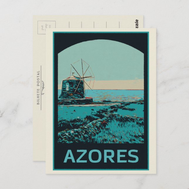 Azores landscape illustration Portugal Postcard (Front/Back)