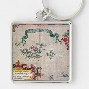 Azores Old Map - Vintage Sailing Exploration Key Ring