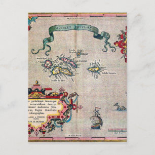 Azores Old Map - Vintage Sailing Exploration Postcard