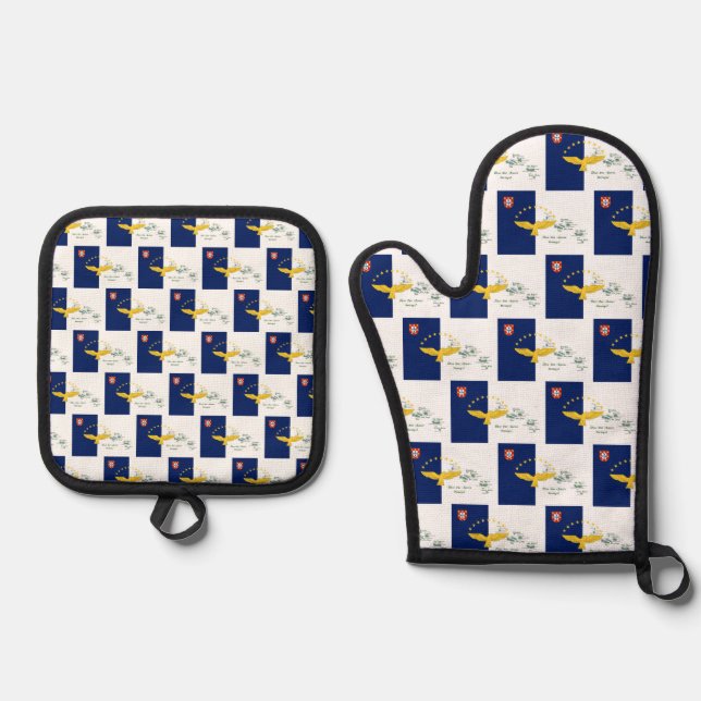 Azores Portugal Oven Mitt & Pot Holder Set (Front)