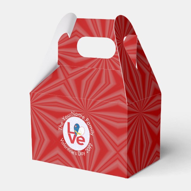 Azores Red LOVE Flag Personalised  Favour Box (Front Side)