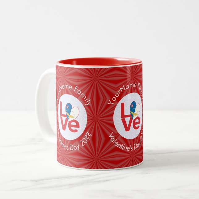 Azores Red Love Heart Personalised Two-Tone Coffee Mug (Front Left)