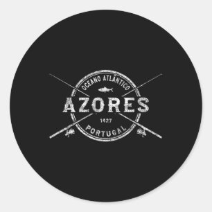 Azores Vintage Crossed Fishing Rods  Classic Round Sticker